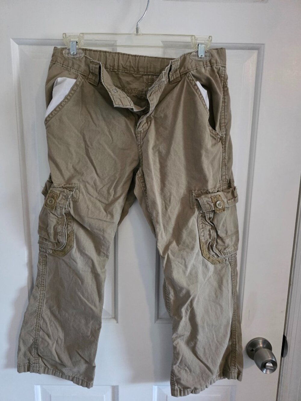 Kids Boys Tan Cargo Pants size 10 Husky WRG Jeans Co Adjustable Waist